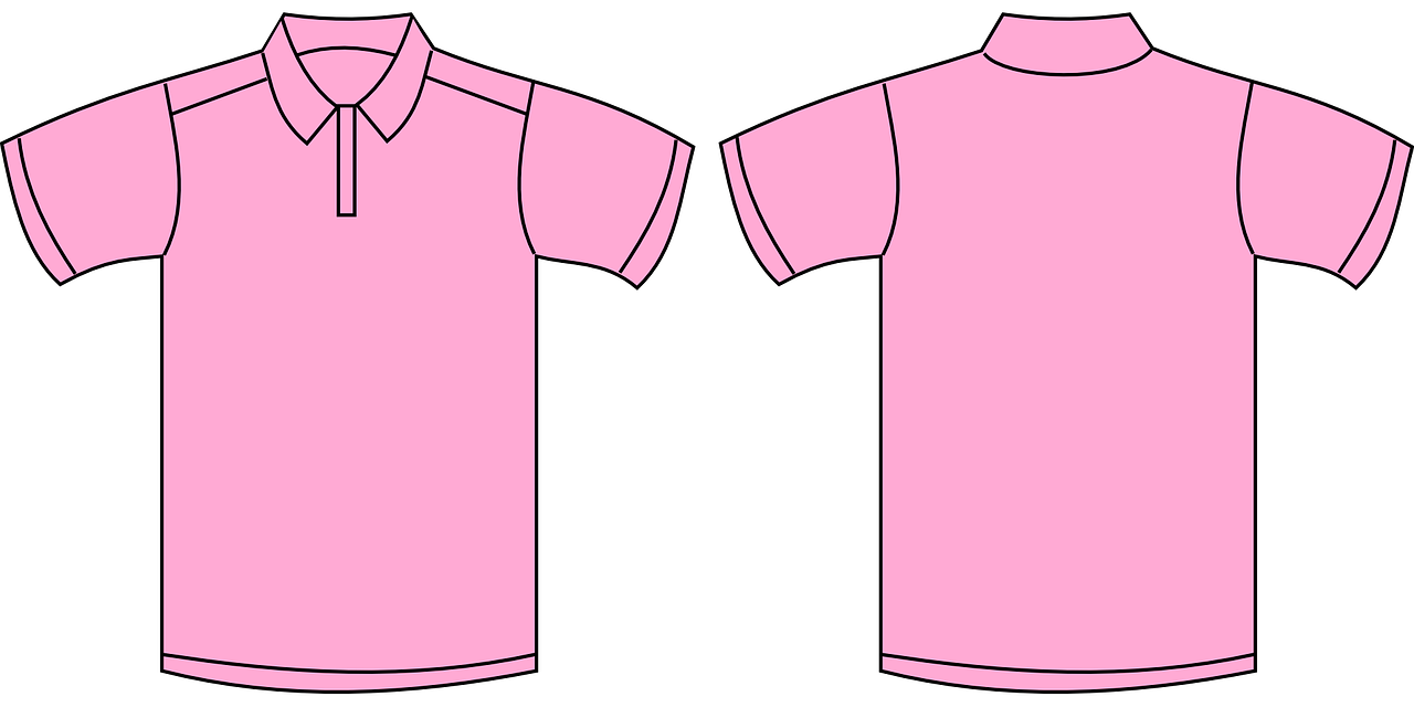An image of the front and back of a pink polo shirt